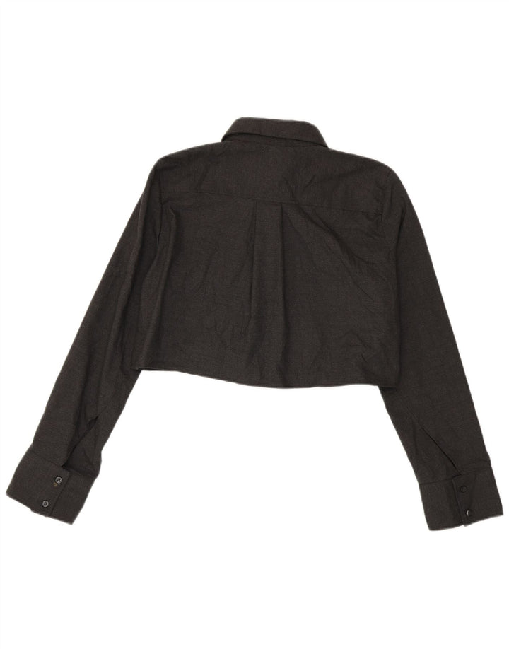 ZARA Damen Crop Shirt Bluse UK 14 Mittelgrau