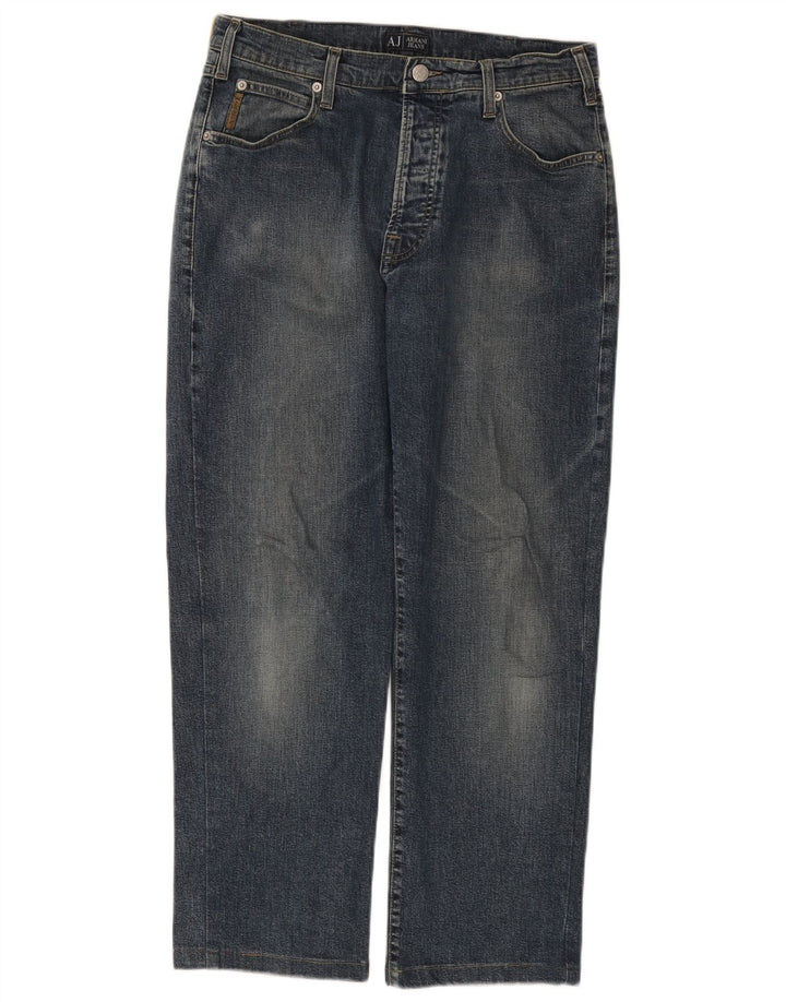 Armani Herren Straight Jeans W32 L27 Marineblaue Baumwolle