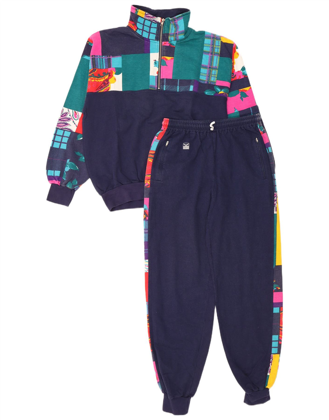 TRIGEMA Damen-Trainingsanzug, UK 14, mittlere Marineblau-Patchwork-Baumwolle