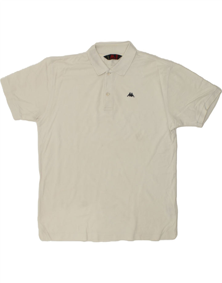 KAPPA Mens Polo Shirt XL White Cotton Vintage Kappa and Second-Hand Kappa from Messina Hembry 