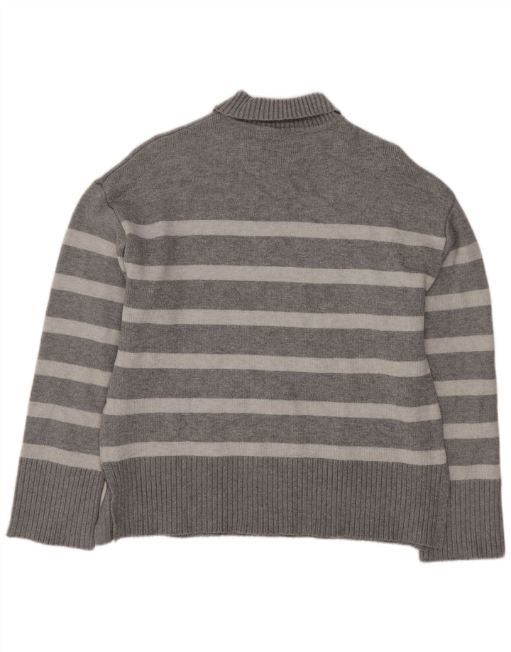 Zara Damen-Pullover mit Rollkragen, übergroß, Gr. 10, klein, grau gestreift