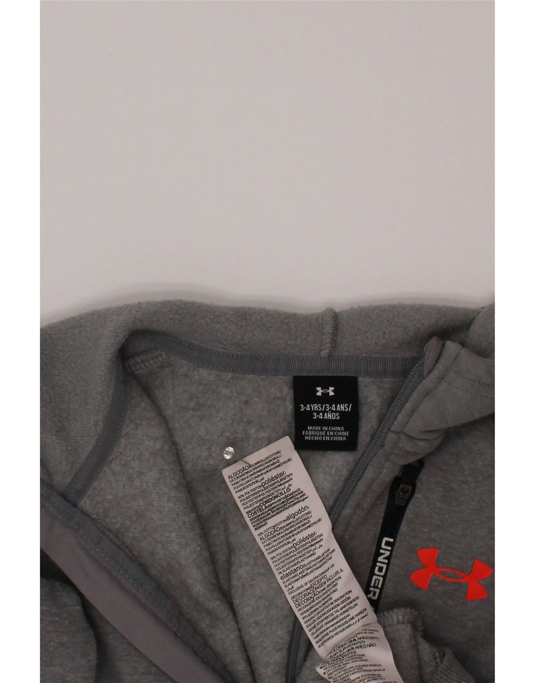 UNDER ARMOUR Jungen-Kapuzenpullover mit Reißverschluss, 3–4 Jahre, Grau