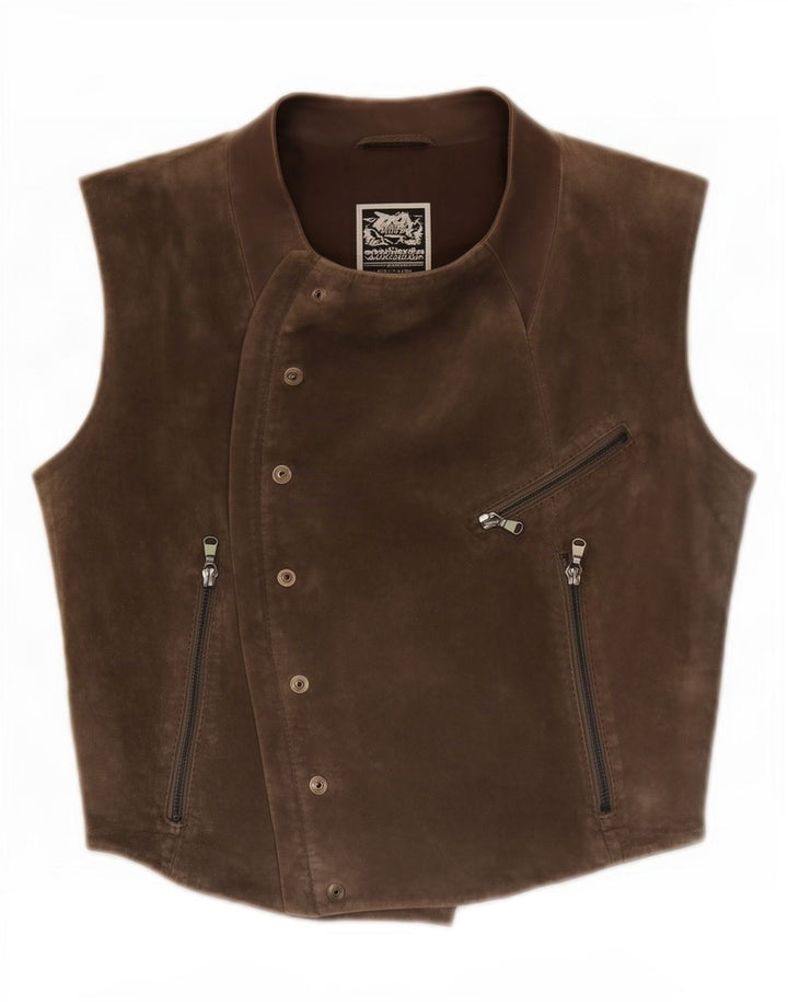 Diesel Damen Wildlederweste UK 10 Small Braunes Leder