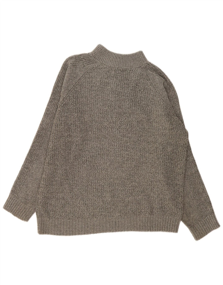 Marks & Spencer Herren-Pullover mit Reißverschluss am Hals, großes, grau meliertes Acryl