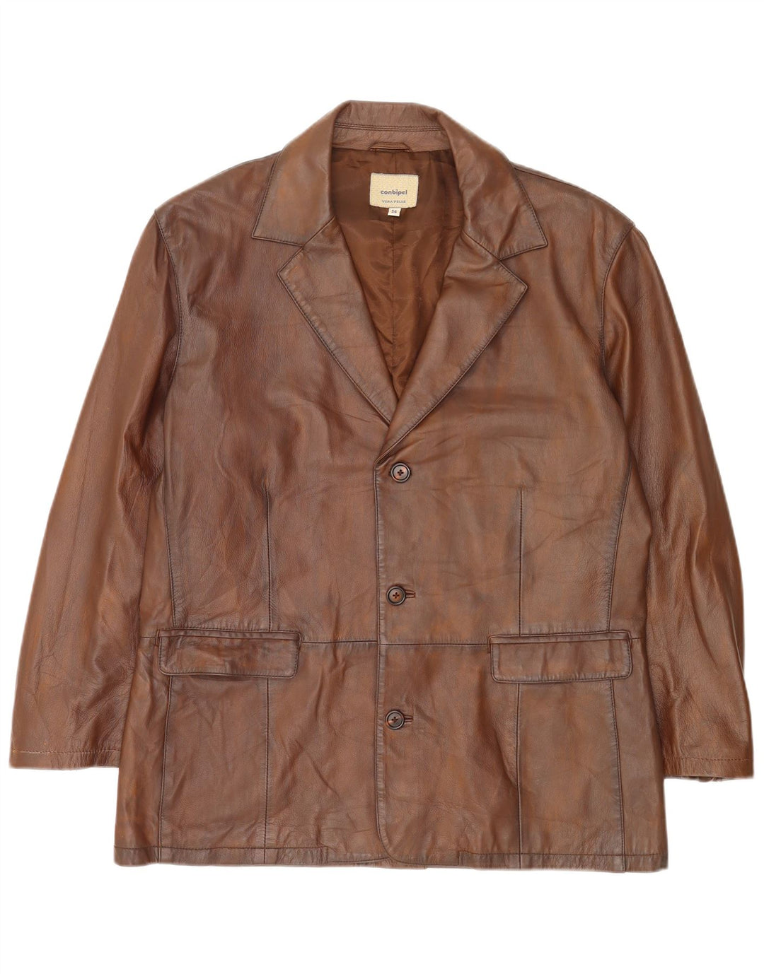Conbipel Herren 3-Knopf-Lederblazer IT 56 2XL Braun