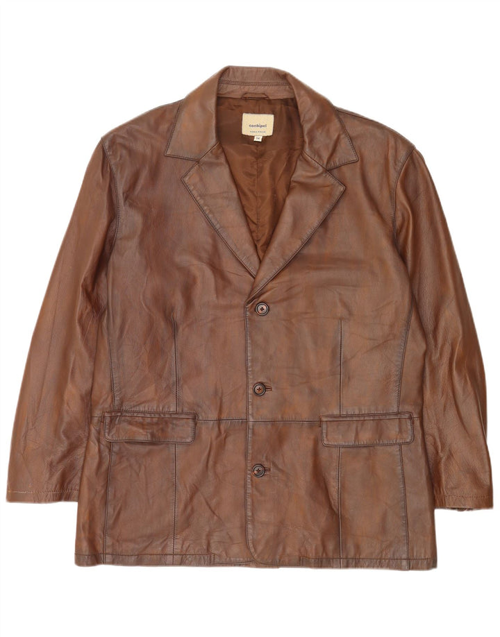 Conbipel Herren 3-Knopf-Lederblazer IT 56 2XL Braun
