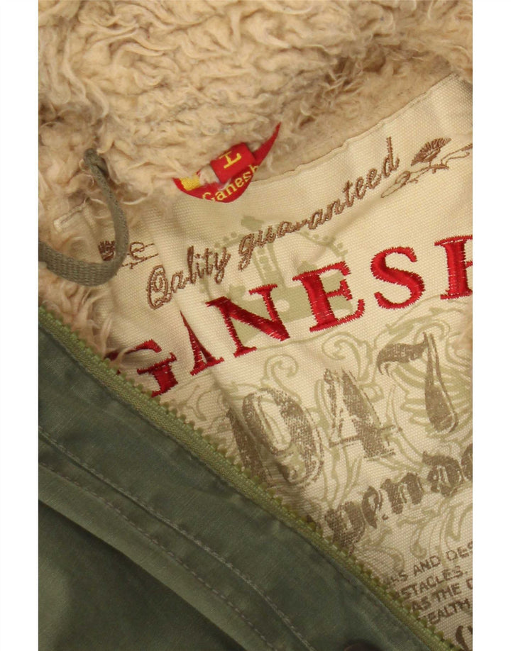 Ganesh Herren-Parka mit Kapuze, UK 40, Größe L, Khaki, Baumwolle