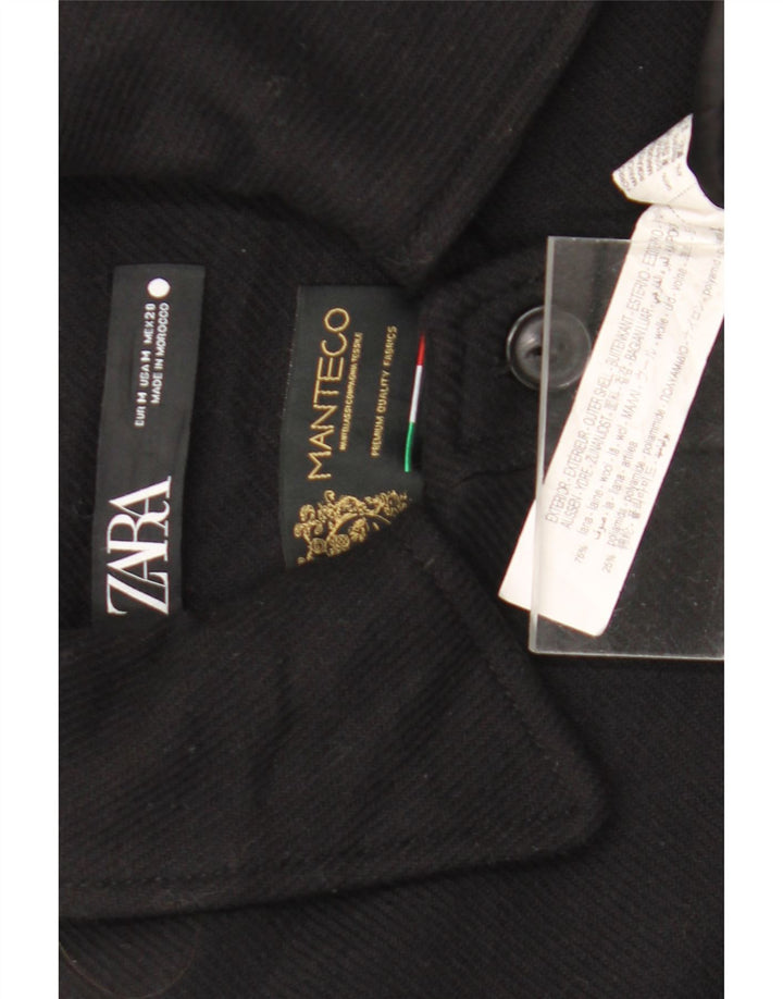 Zara Damen Mantel UK 14 Mittelschwarze Wolle