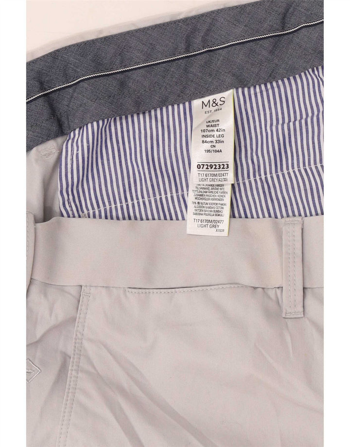 Marks & Spencer Herren gerade Chinohose W42 L33 graue Baumwolle