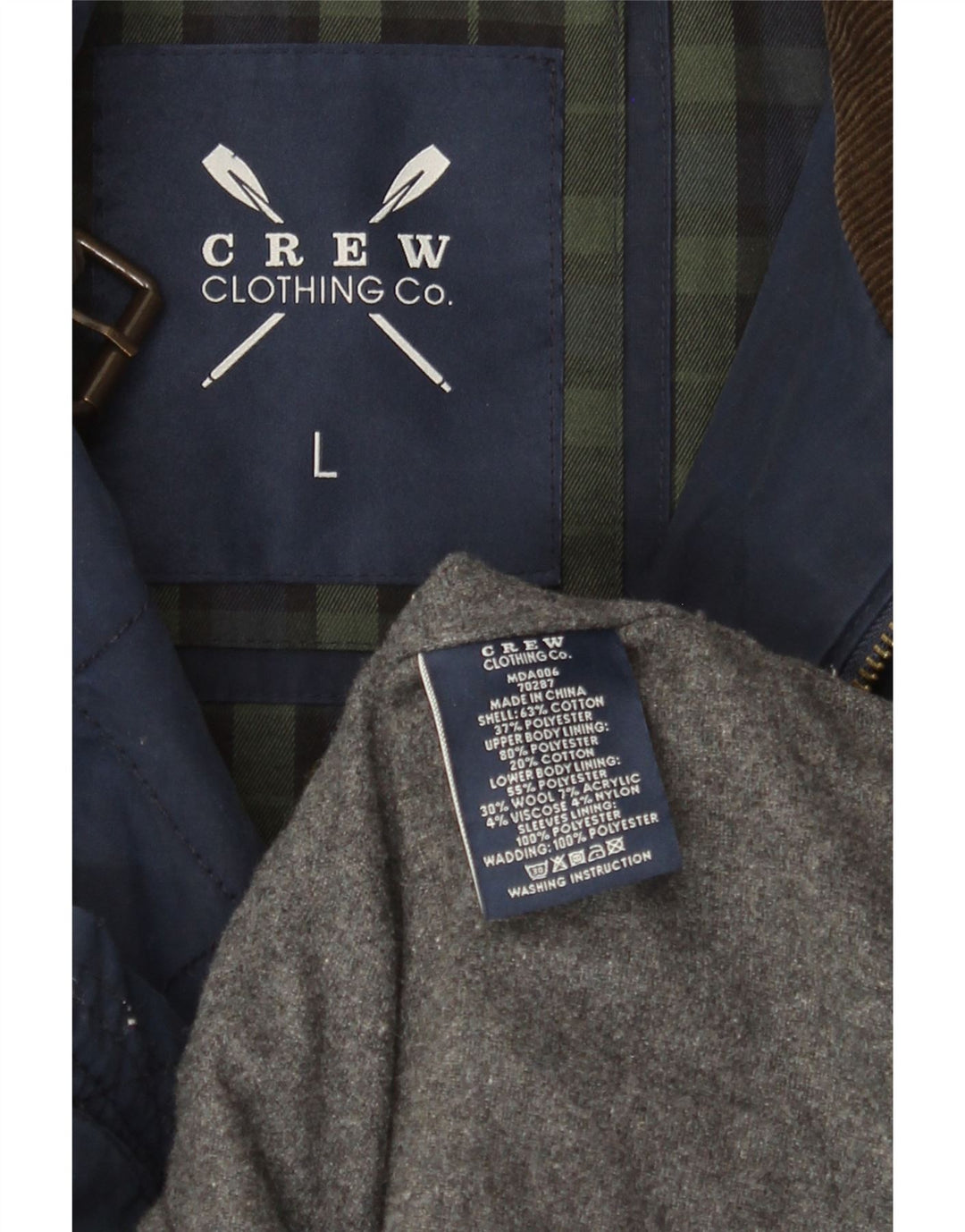 Crew Clothing Herren-Steppjacke, UK 40, Größe L, Marineblau, Baumwolle