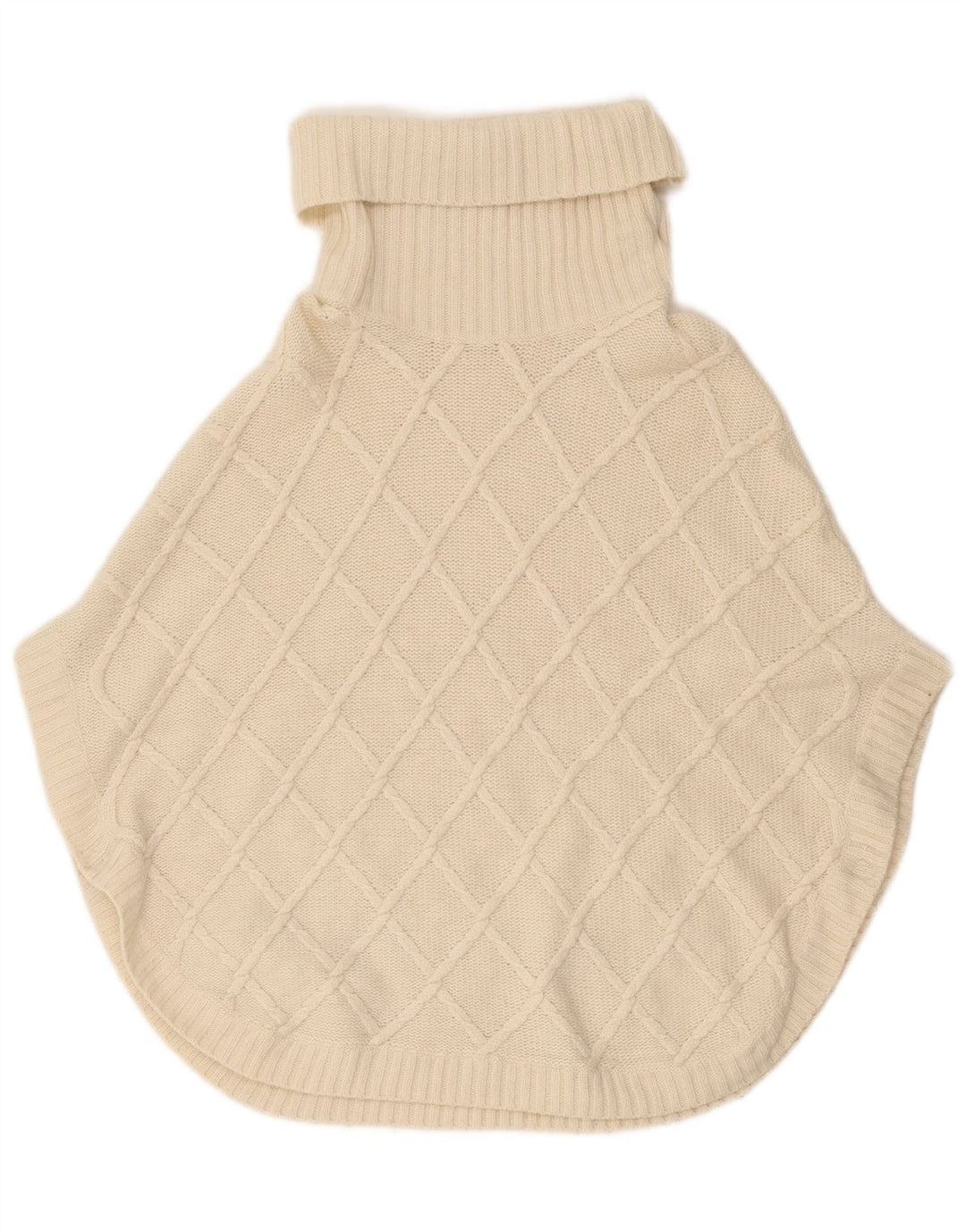 Massimo Dutti Damen Poncho-Pullover mit Rollkragen, UK 18, XL, Weiß