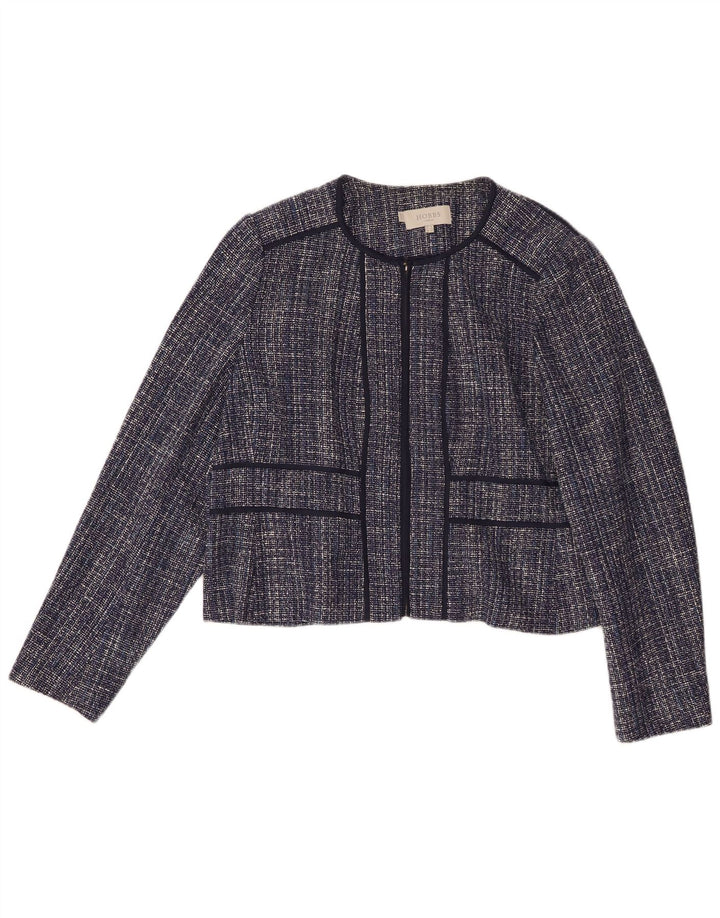 Hobbs Damen Crop Blazer Jacke UK 18 XL Marineblau meliert