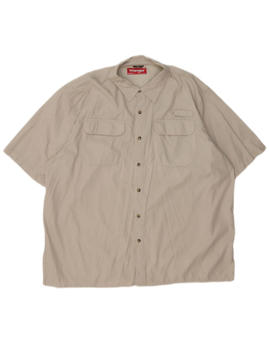 Wrangler Herren Kurzarmhemd 2XL Beige Baumwolle