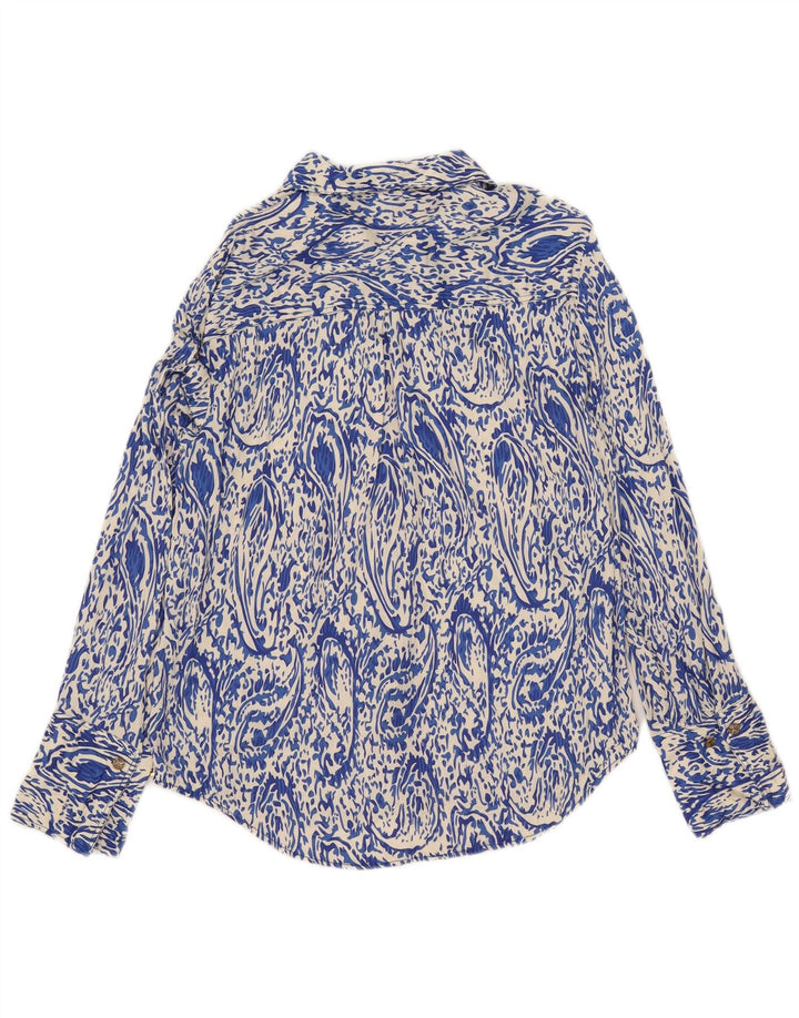 Zara Damen Hemd UK 14 Mittelblau Paisley