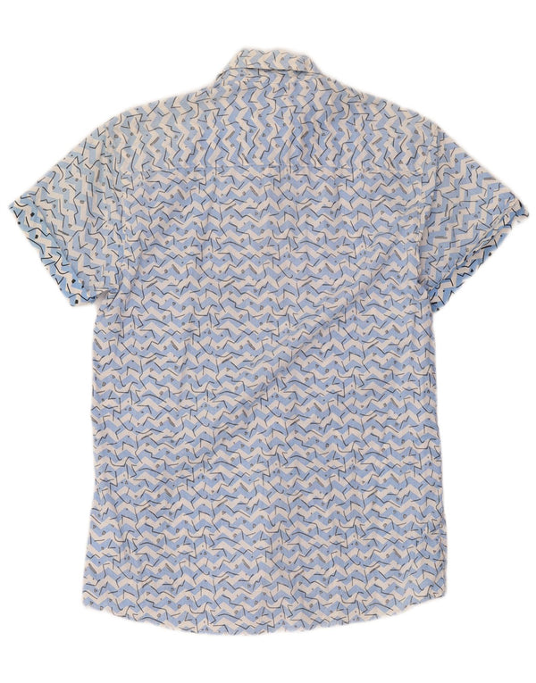 Jack & Jones Herren-Kurzarmhemd aus mittelblauer, geometrischer Baumwolle
