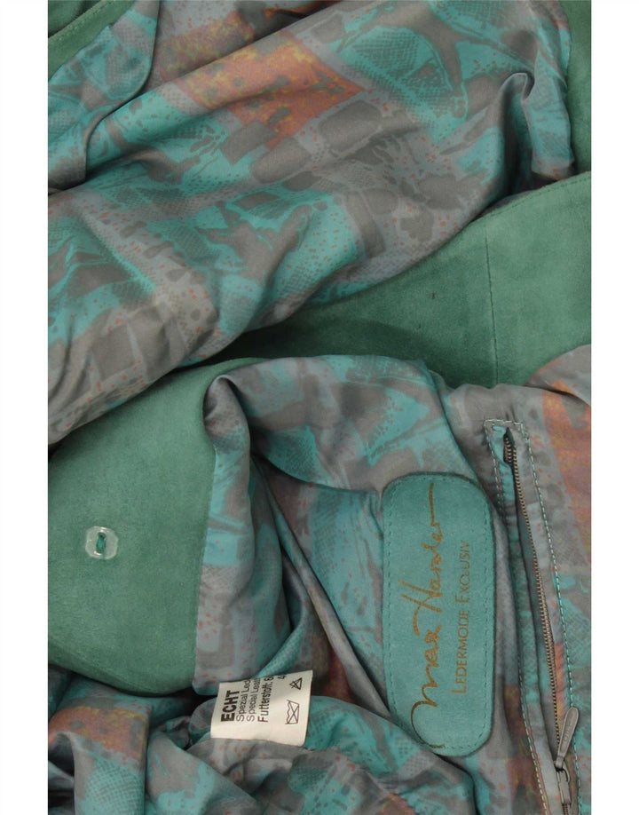 Vintage Damen Wildleder Mantel UK 18 XL Grünes Leder