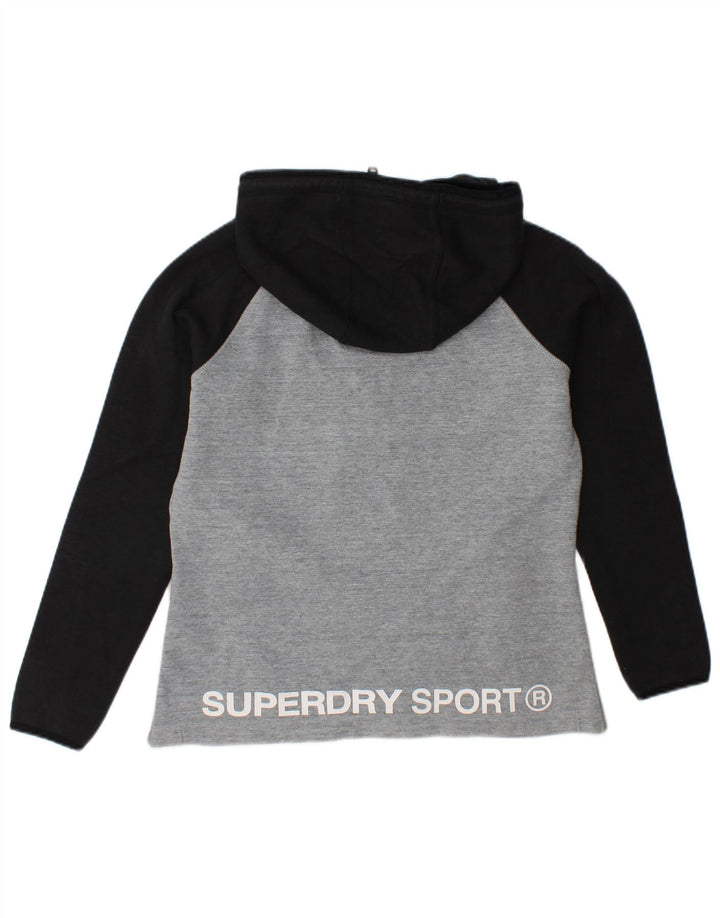 SUPERDRY Grafik-Kapuzenpullover für Damen, UK 14, Mittelgrau, Farbblock