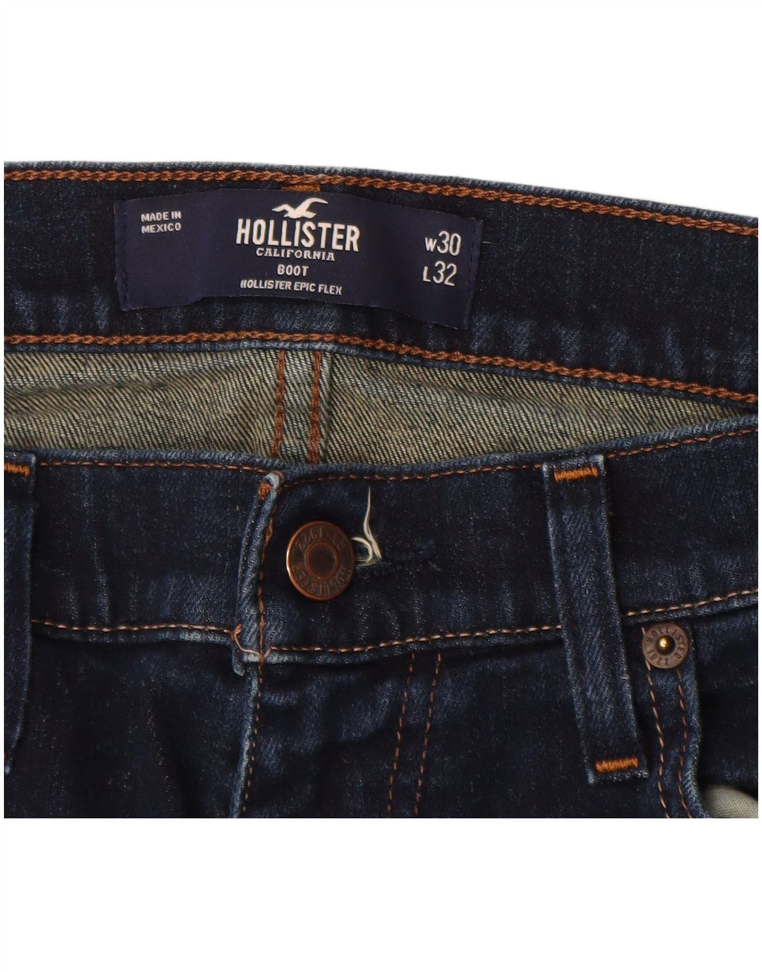 HOLLISTER Bootcut-Jeans für Damen, W30, L32, marineblaue Baumwolle