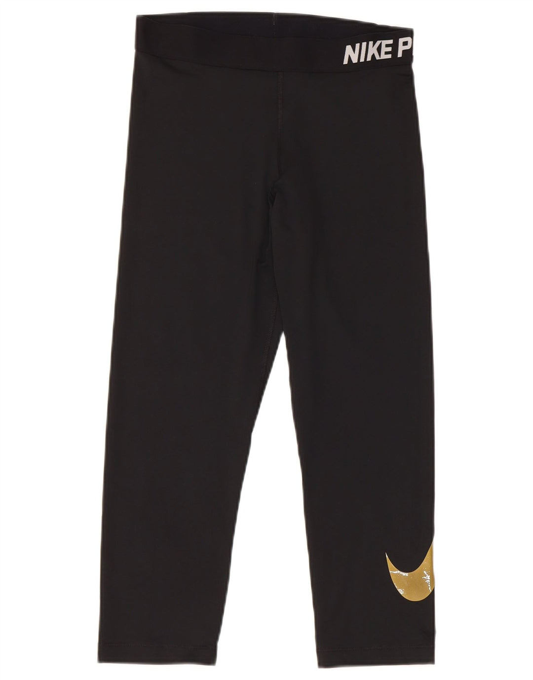 Nike Womens Dri Fit Graphic Capri Leggings UK 12 Mittelschwarzes Polyester
