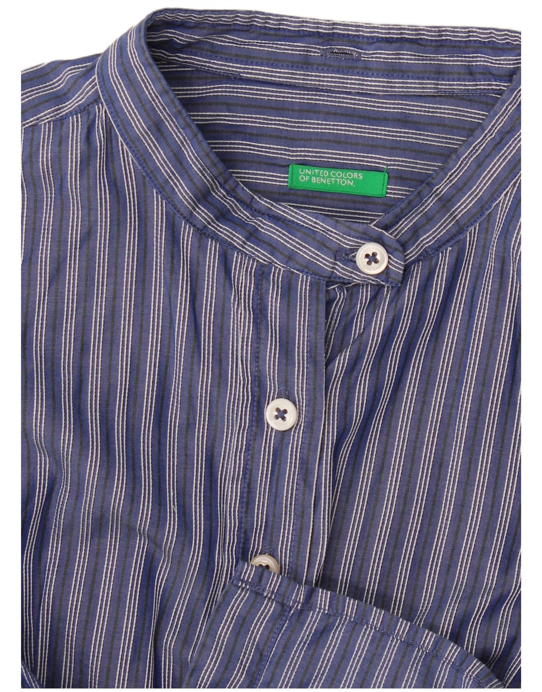 Benetton Damenhemd UK 10 Small Marineblau gestreift