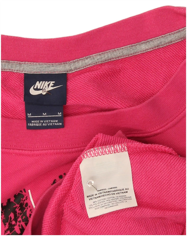 Nike Womens Graphic Sweatshirt Pullover UK 12 Mittelrosa Baumwolle