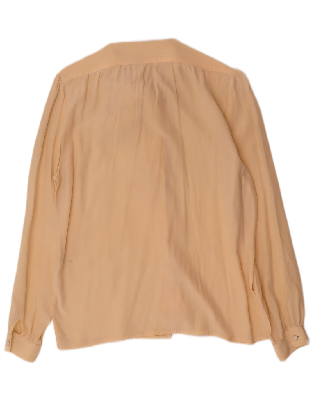 Vintage Damen-Hemdbluse mit Vorderkrawatte, IT 42, mittelgelbe Seide