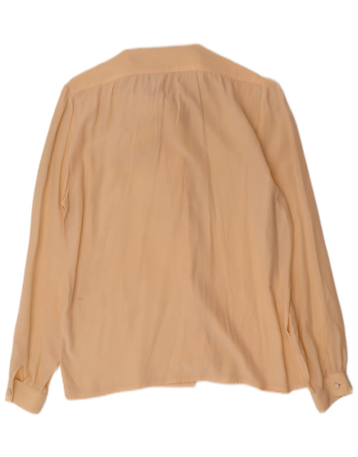 Vintage Damen-Hemdbluse mit Vorderkrawatte, IT 42, mittelgelbe Seide