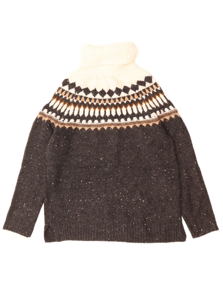 Marks & Spencer Damen-Pullover mit Rollkragen, Gr. 10, Größe S, Grau, Fair Isle