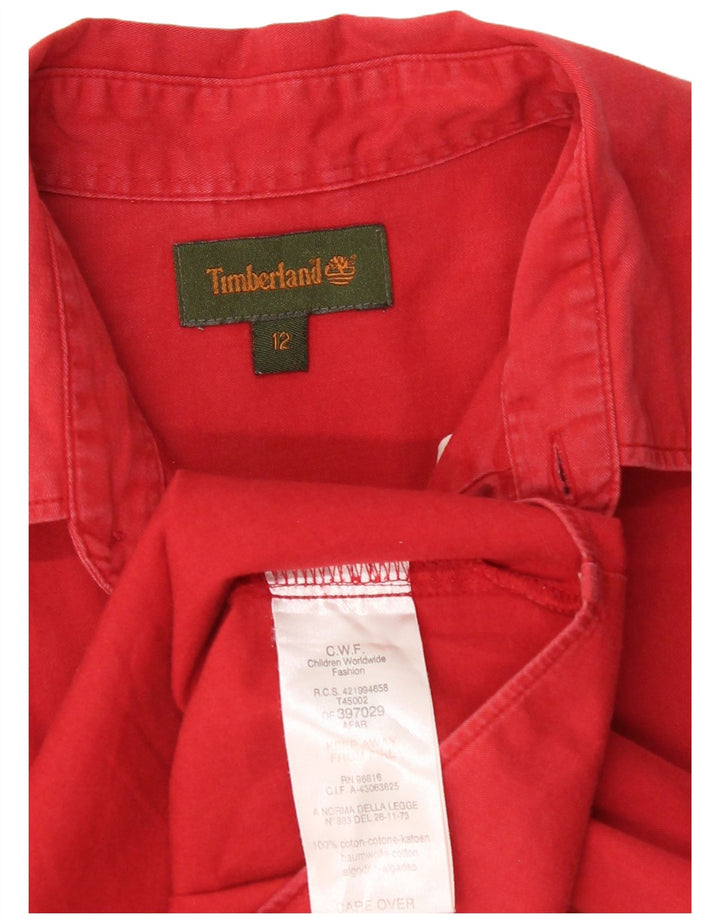 Timberland Jungen-Hemd, 11–12 Jahre, rote Baumwolle