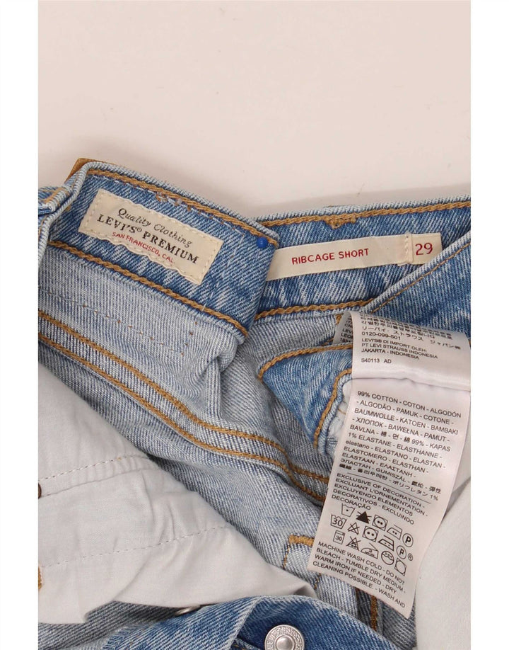 Levi's Damen Ribcage Distressed Denim Shorts W29 Mittelblaue Baumwolle