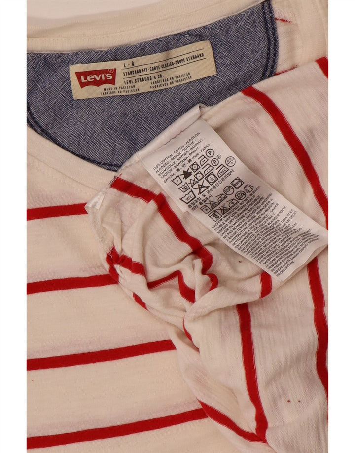 Levi's Herren-Oberteil, langärmelig, groß, weiß gestreift, Baumwolle