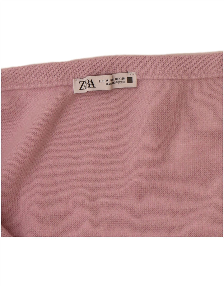 Zara Damen Crop Cardigan Top UK 12 Mittelrosa