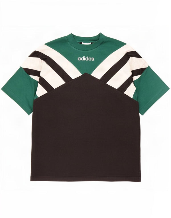 Adidas Herren T-Shirt Top Small Schwarz Colourblock Baumwolle