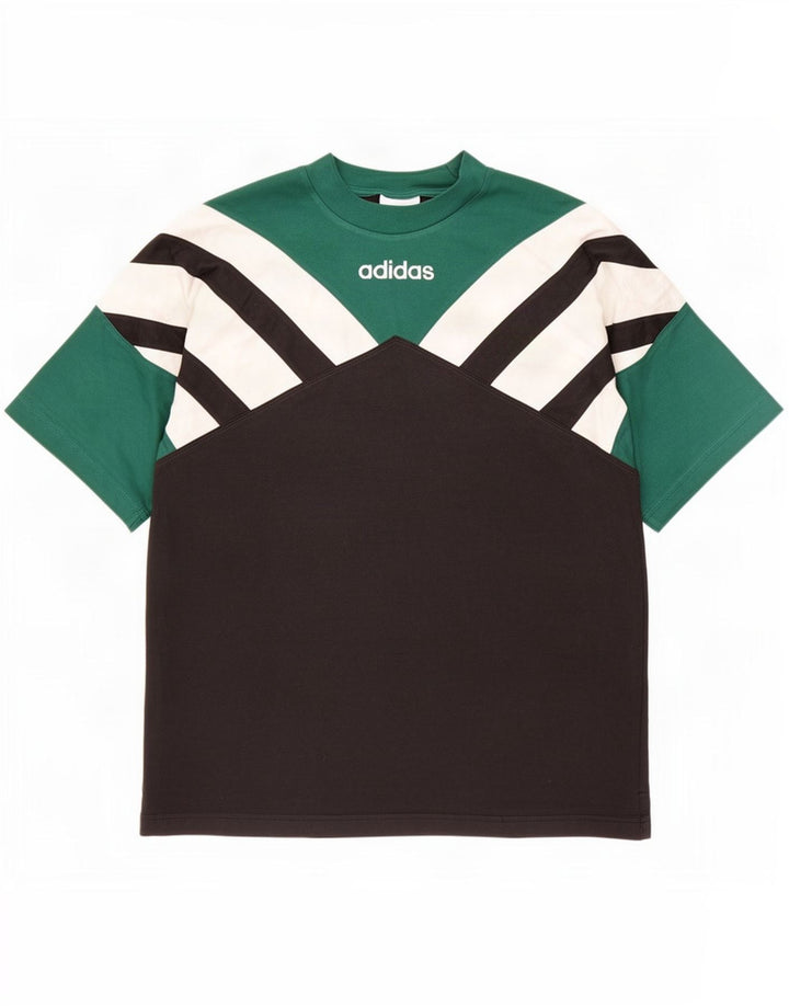 Adidas Herren T-Shirt Top Small Schwarz Colourblock Baumwolle