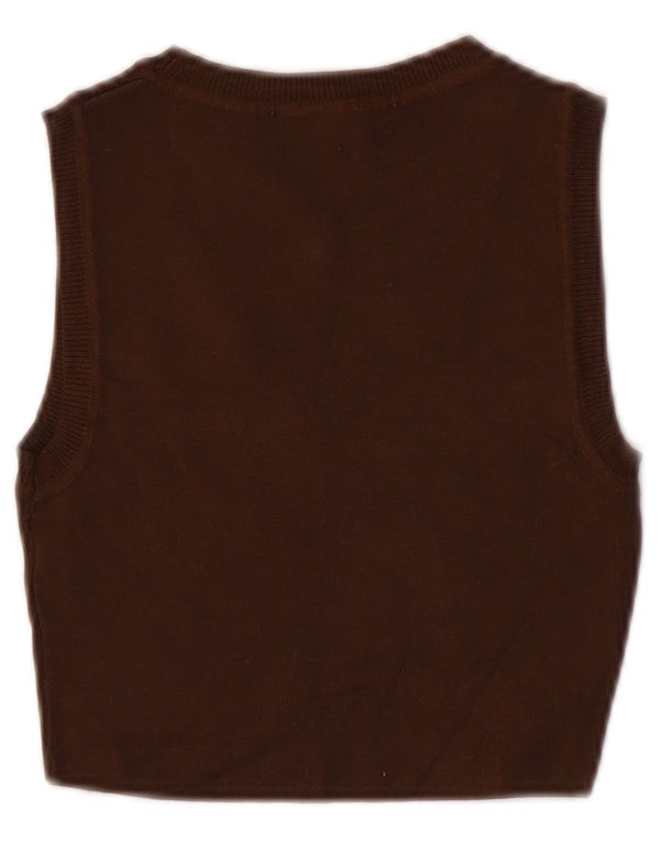 Zara Damen Weste Tank Top UK 8 Small Braune Viskose
