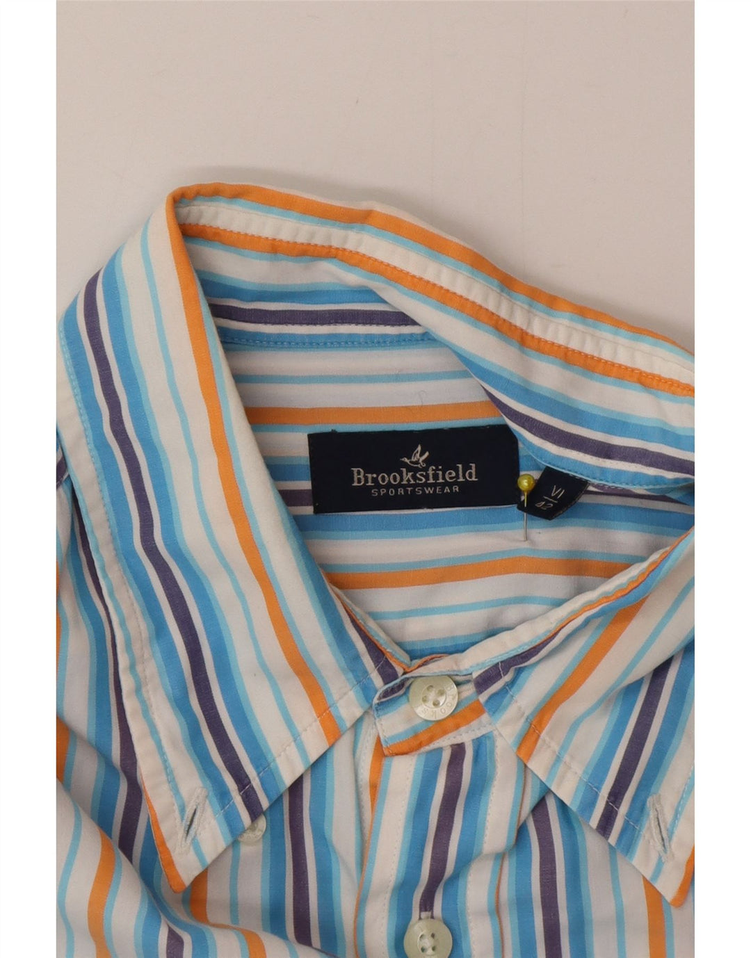 BROOKSFIELD Herrenhemd, Größe 42, groß, blau gestreift