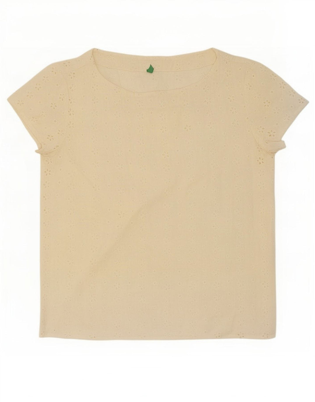 Benetton Damen-Blusenoberteil, UK-Größe 10, Größe S, cremefarbene Baumwolle