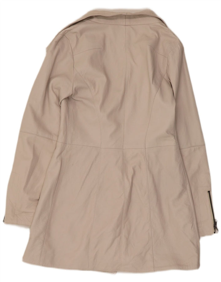 Vintage Damen Ledermantel IT 42 Medium Off White Leder
