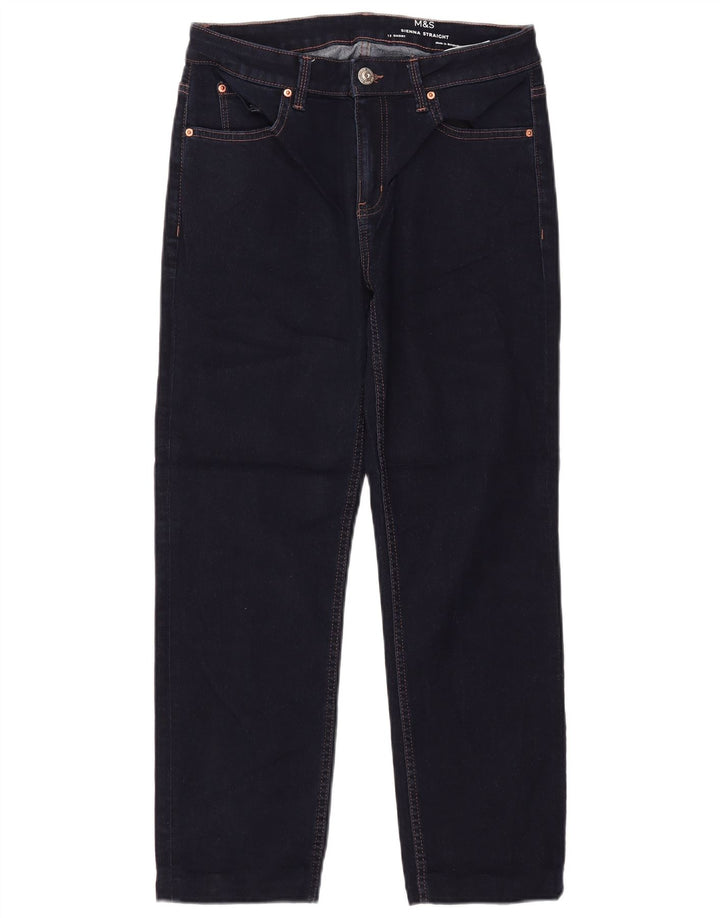 Marks & Spencer Damen Crop Straight Jeans UK 12 Medium W30 L26 Marineblau