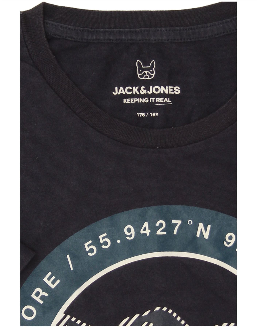 Jack & Jones Jungen Core Graphic T-Shirt Top 15-16 Jahre Marineblau