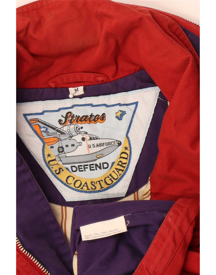 Coast Guard Herren-Bomberjacke mit Kapuze, UK 38, mittelrote Colourblock-Baumwolle