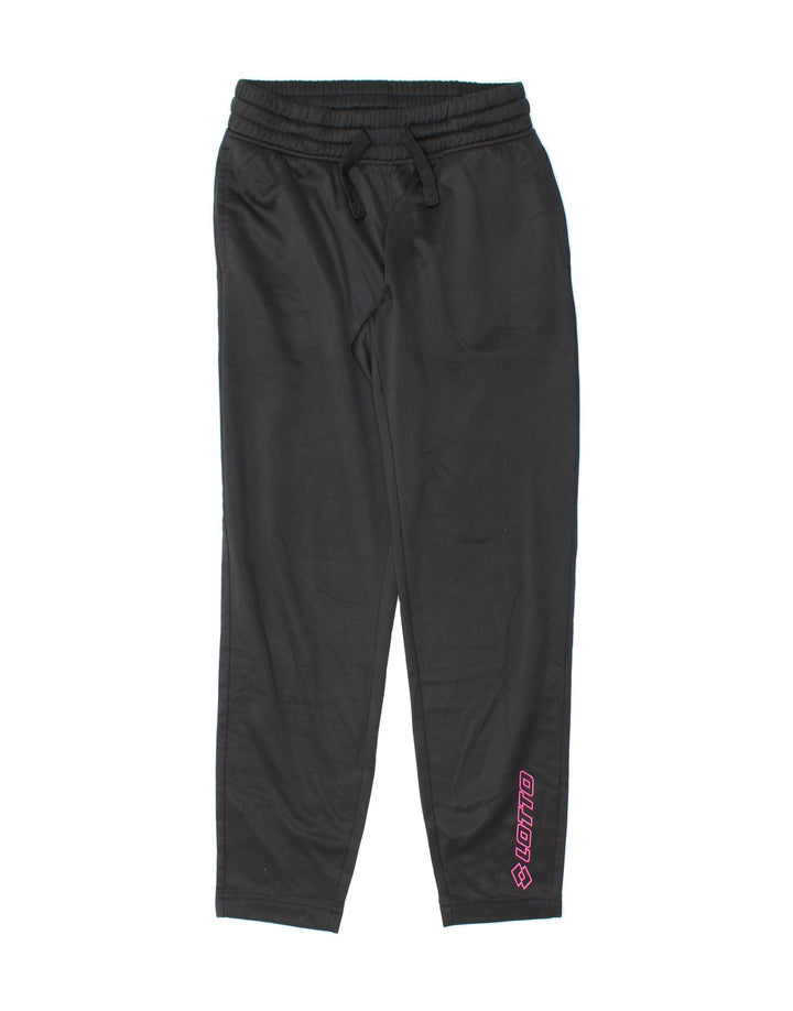 LOTTO Womens Graphic Tracksuit Trousers UK 14 Large  Black Polyester Vintage Lotto and Second-Hand Lotto from Messina Hembry 