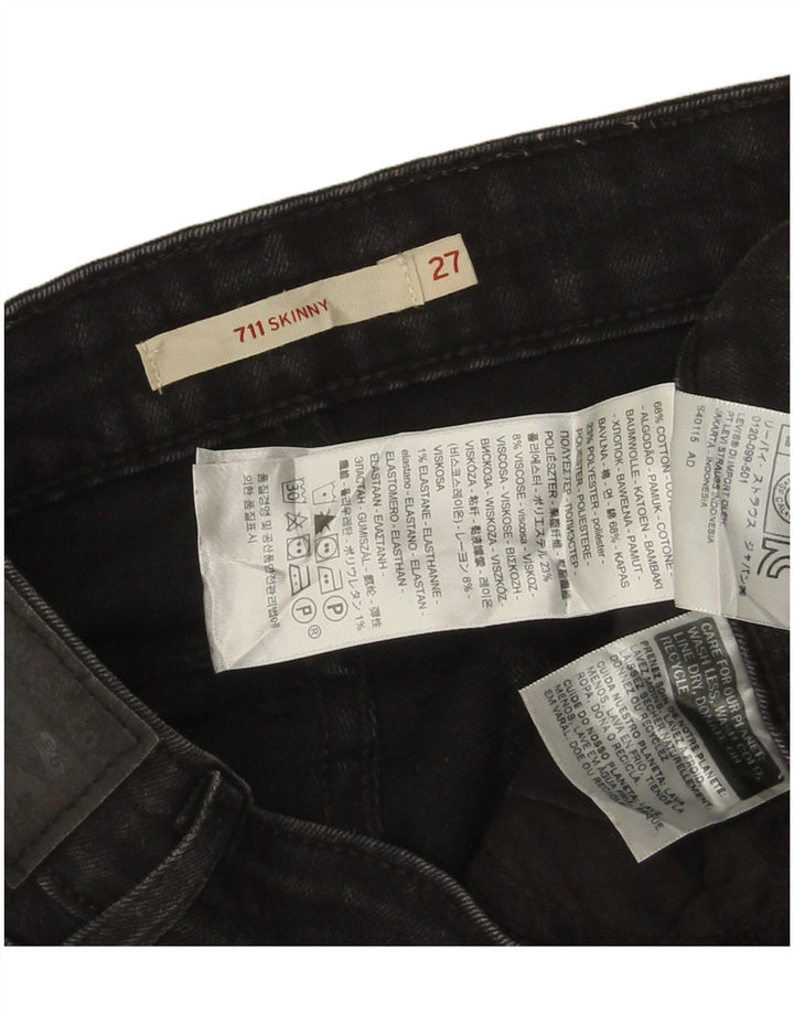 LEVI'S Damen 711 Skinny Jeans W27 L27 Schwarze Baumwolle