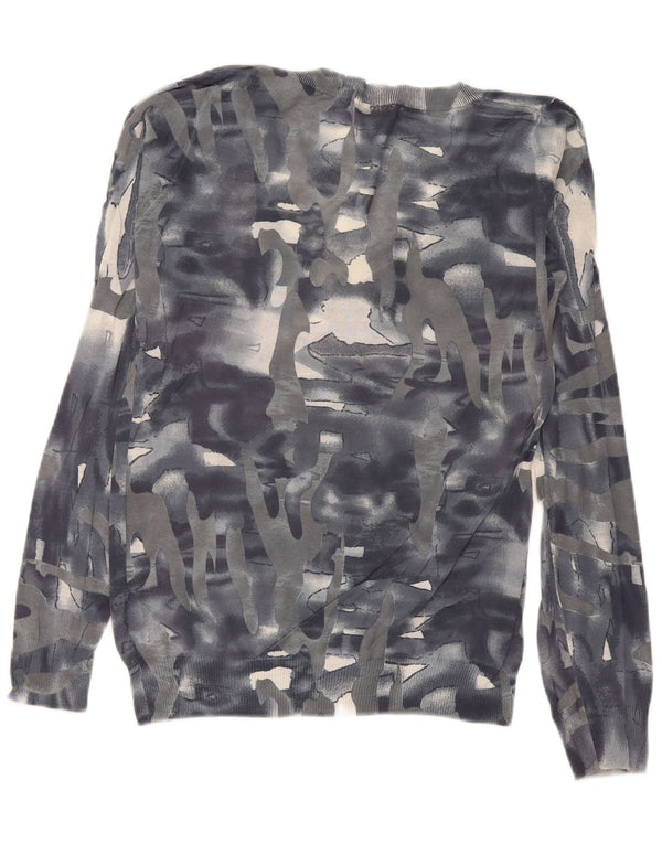 Iceberg Damen-Pullover mit V-Ausschnitt, UK 14, mittelgraue Camouflage-Baumwolle