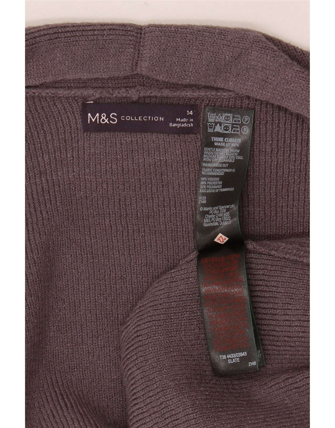 Marks & Spencer Damen Longline Open Cardigan Pullover UK 14 Large Grau