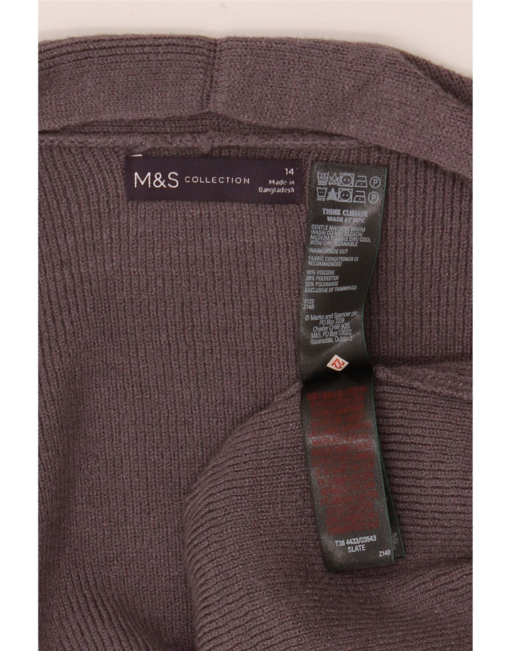 Marks & Spencer Damen Longline Open Cardigan Pullover UK 14 Large Grau