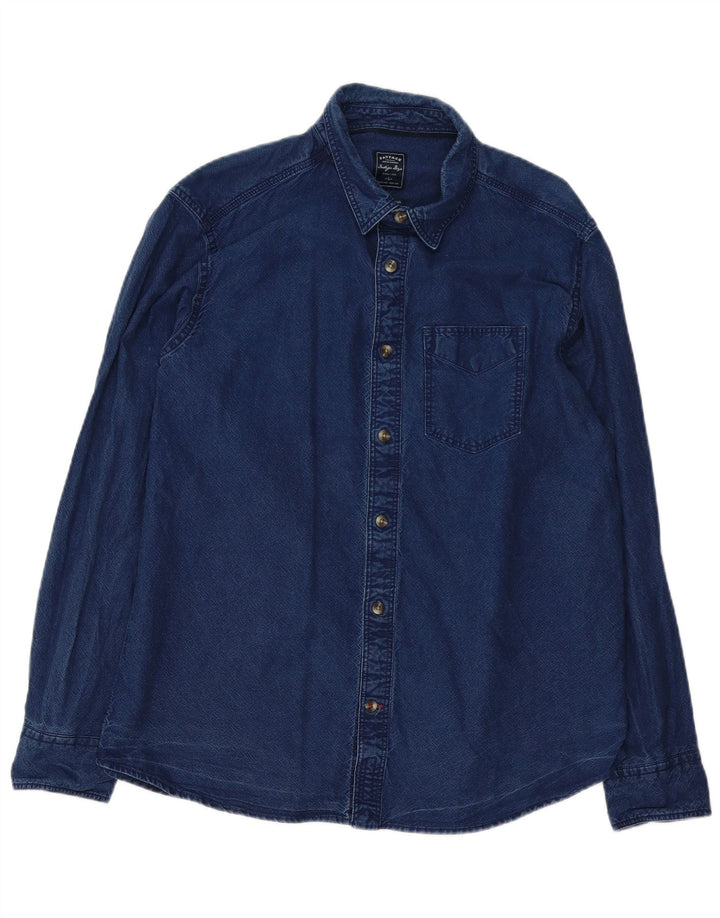 Fat Face Herren-Jeanshemd, groß, marineblau, Baumwolle