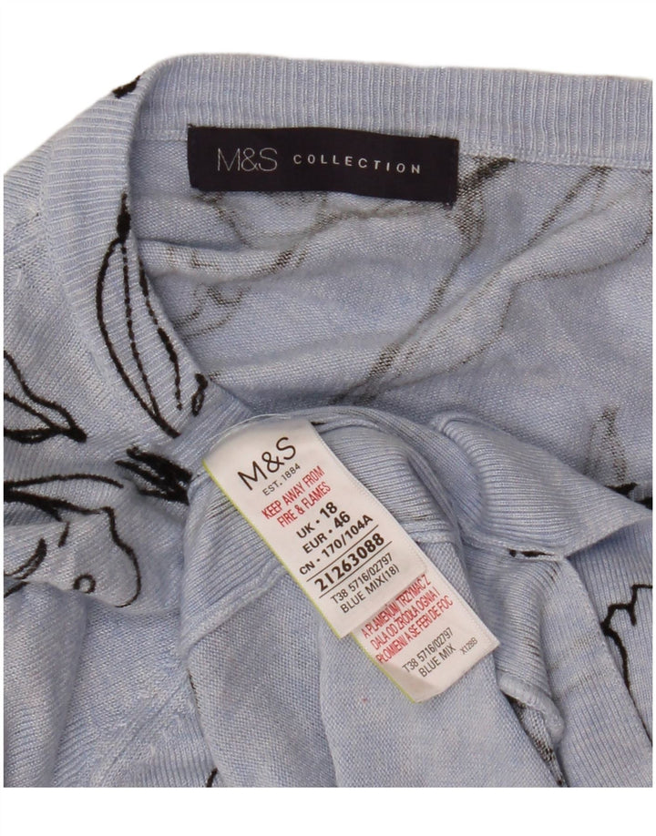 MARKS & SPENCER Damen-Pullover mit U-Boot-Ausschnitt, Gr. 18, XL, blau geblümt