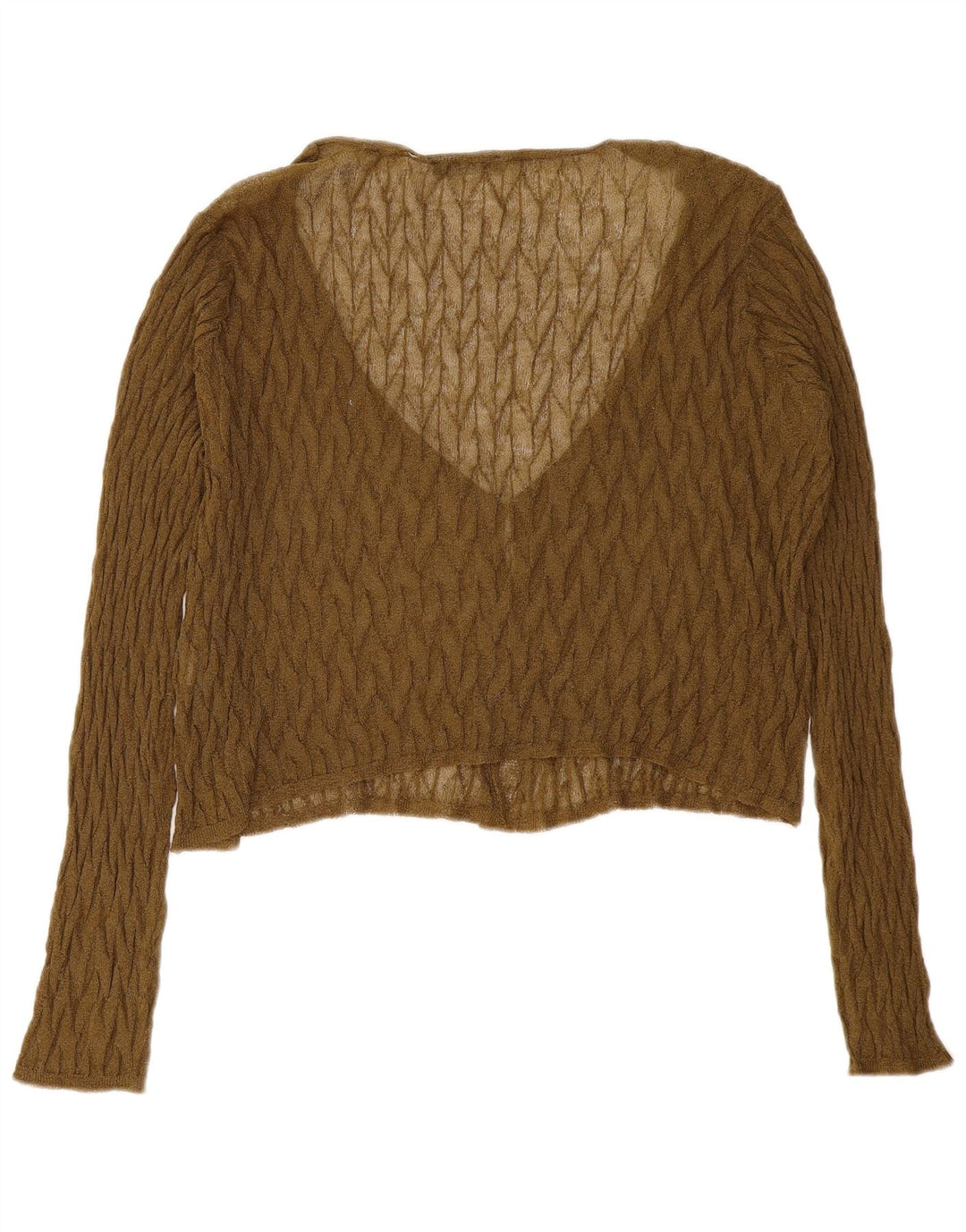Zara Damen Durchsichtiger Crop Cardigan Pullover UK 14 Medium Khaki