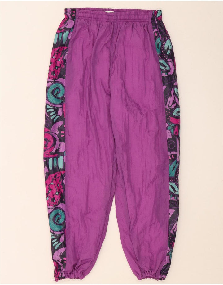 Vintage Damen Übergroßer Komplett-Trainingsanzug UK 16 Großes lila geometrisches Nylon